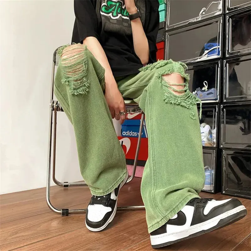 UrbanFlex Grüne High Street Ripped Straight Hose