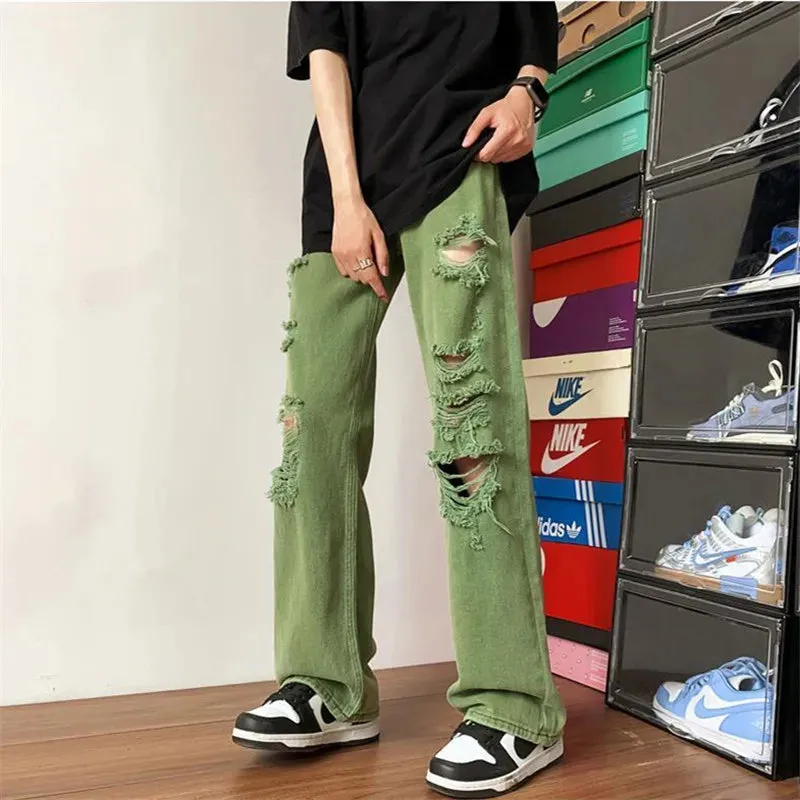 UrbanFlex Grüne High Street Ripped Straight Hose