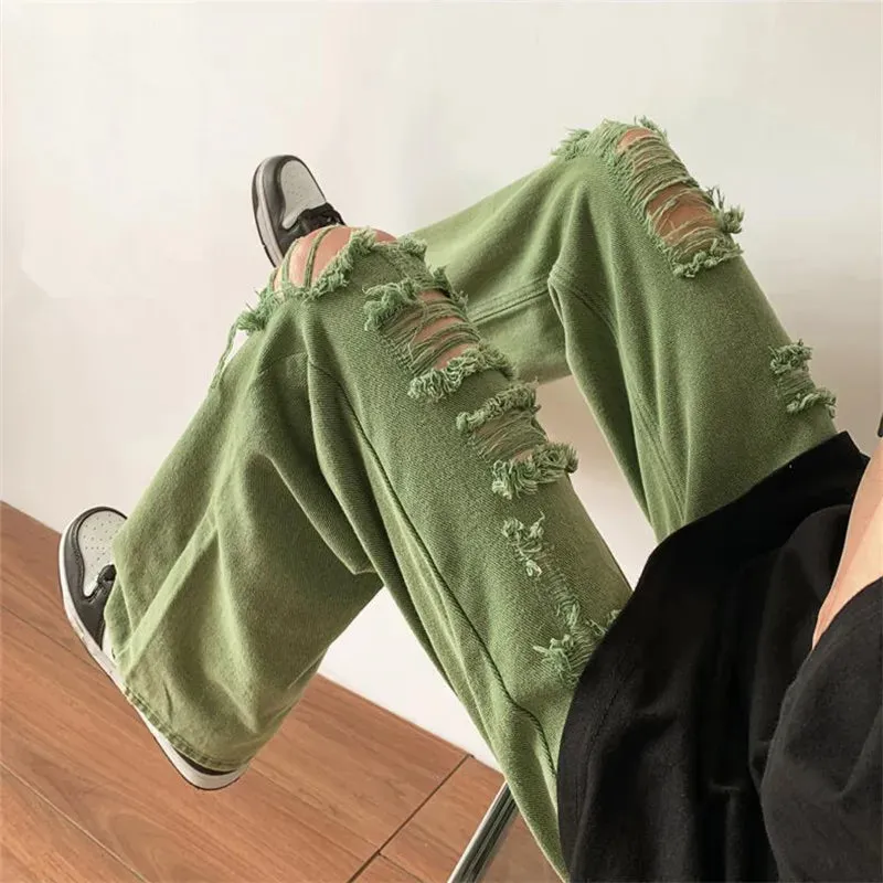 UrbanFlex Grüne High Street Ripped Straight Hose