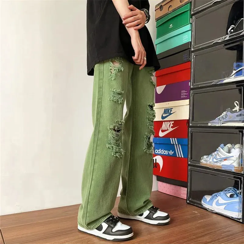 UrbanFlex Grüne High Street Ripped Straight Hose