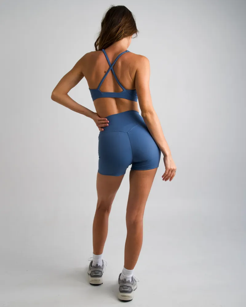 V-Neck Crop - Slate Blue