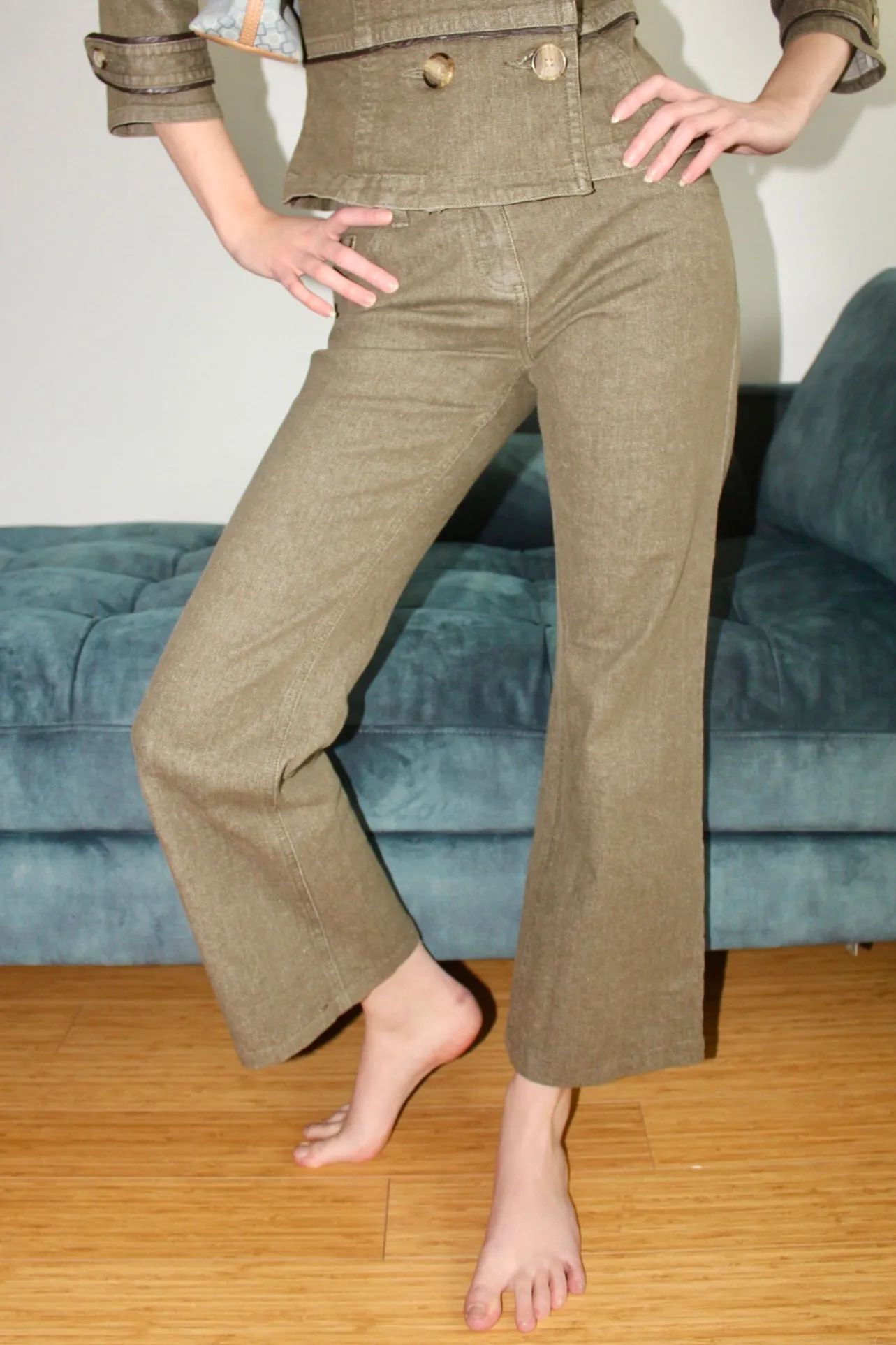 Vintage 90s Retro Olive Twin Set (S)