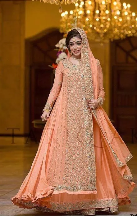 Wedding bridal maxi with dabka nagh pearls and threds work Model#B 136