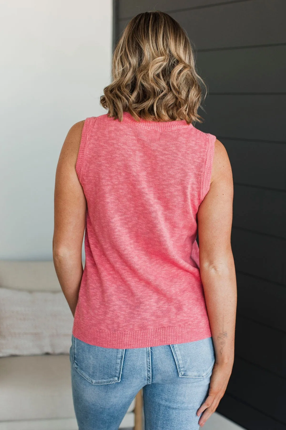 Working Together Knit Tank Top- Pink
