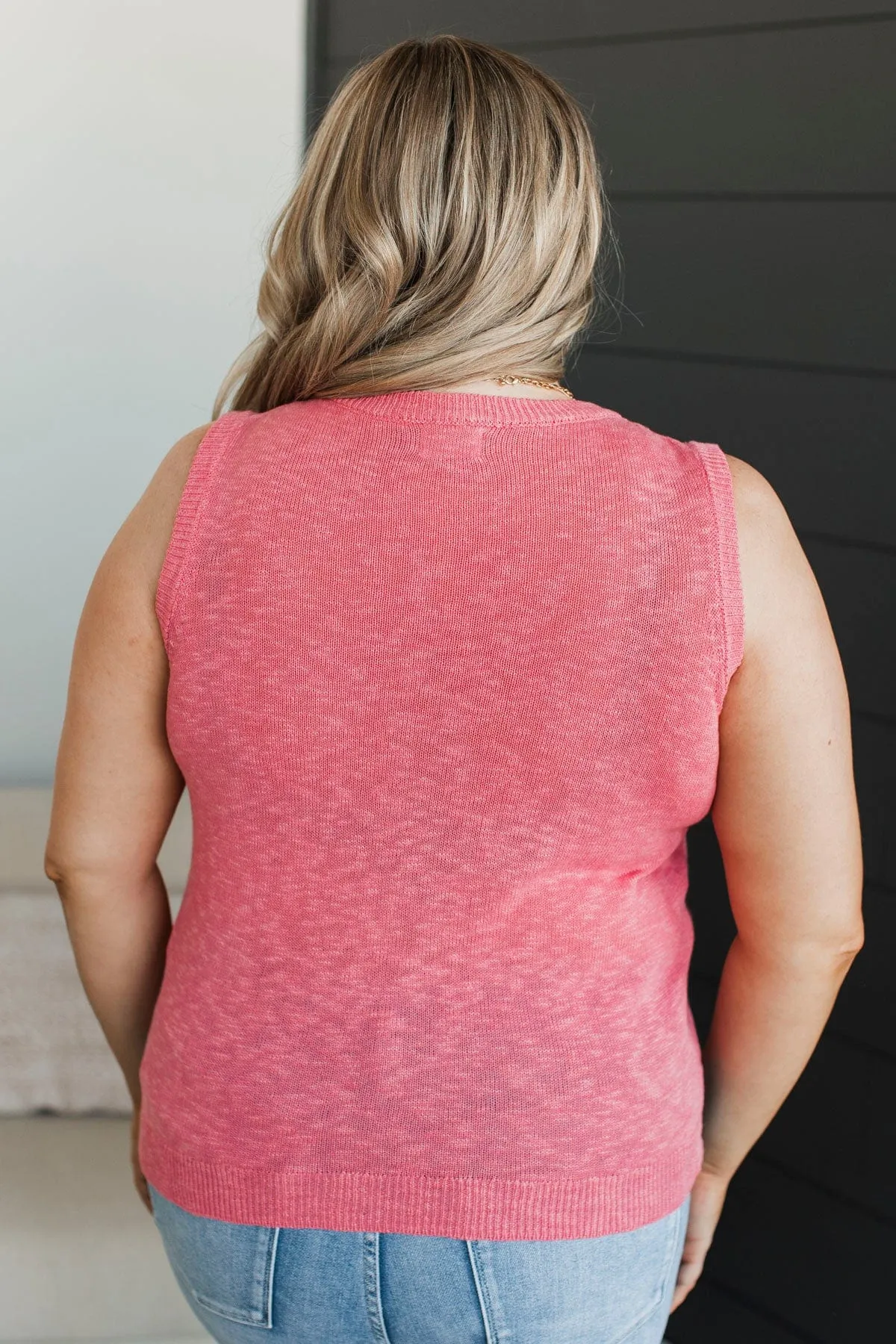 Working Together Knit Tank Top- Pink