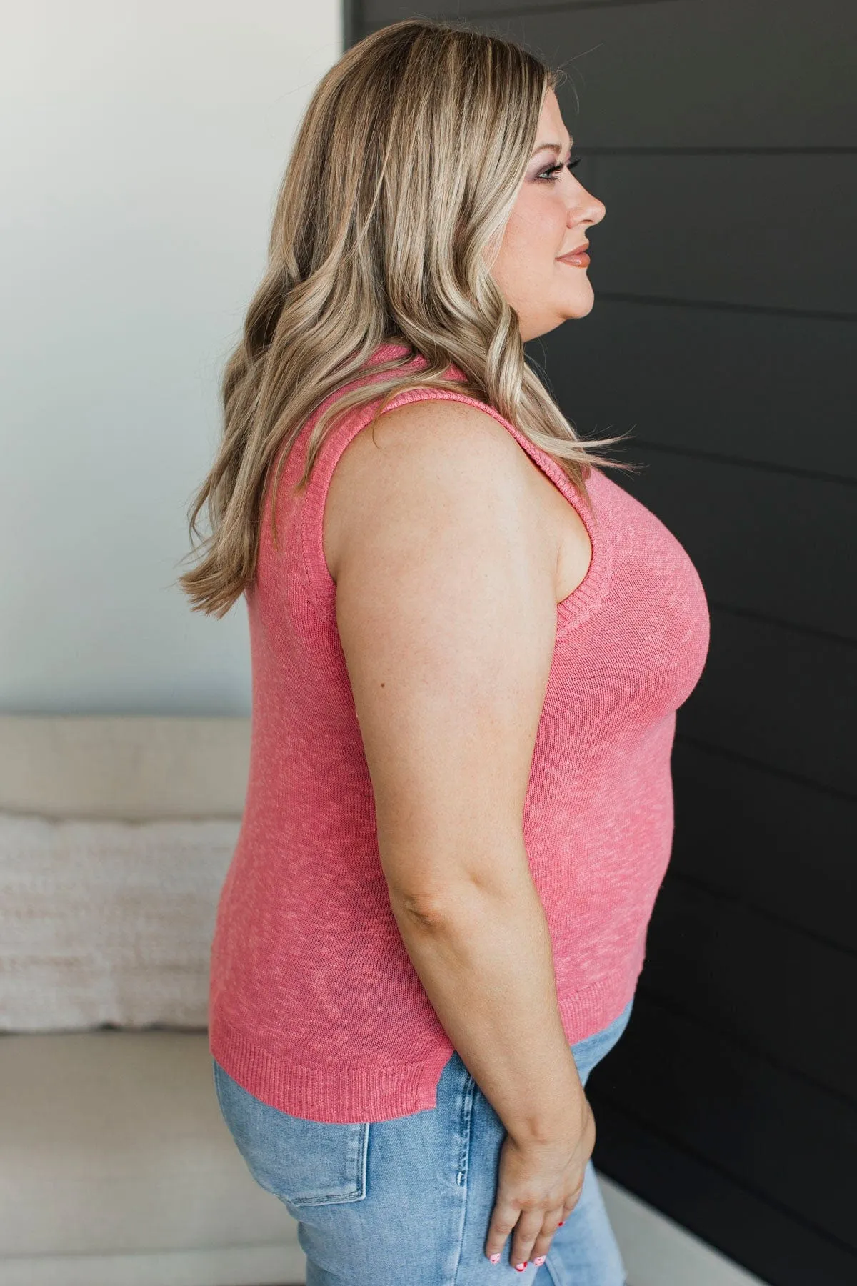 Working Together Knit Tank Top- Pink