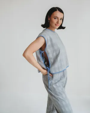 Wren Tie Black & Check Reversible Top