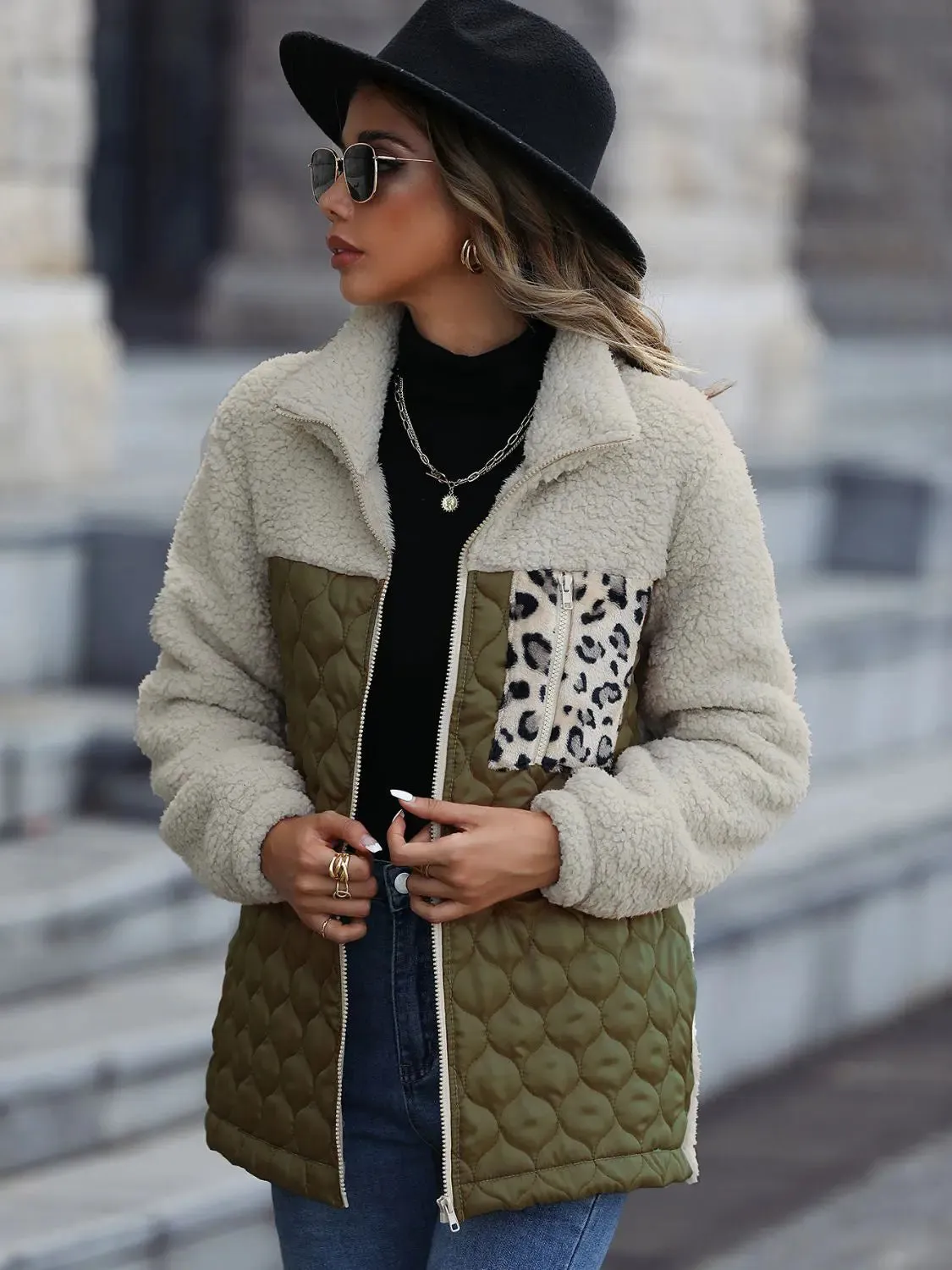 'Zephyra' Collarded Patchwork Jacket