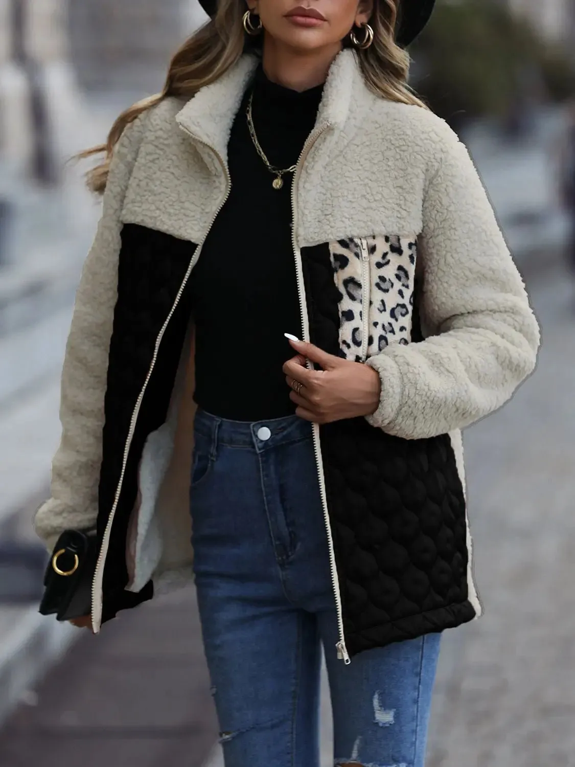 'Zephyra' Collarded Patchwork Jacket