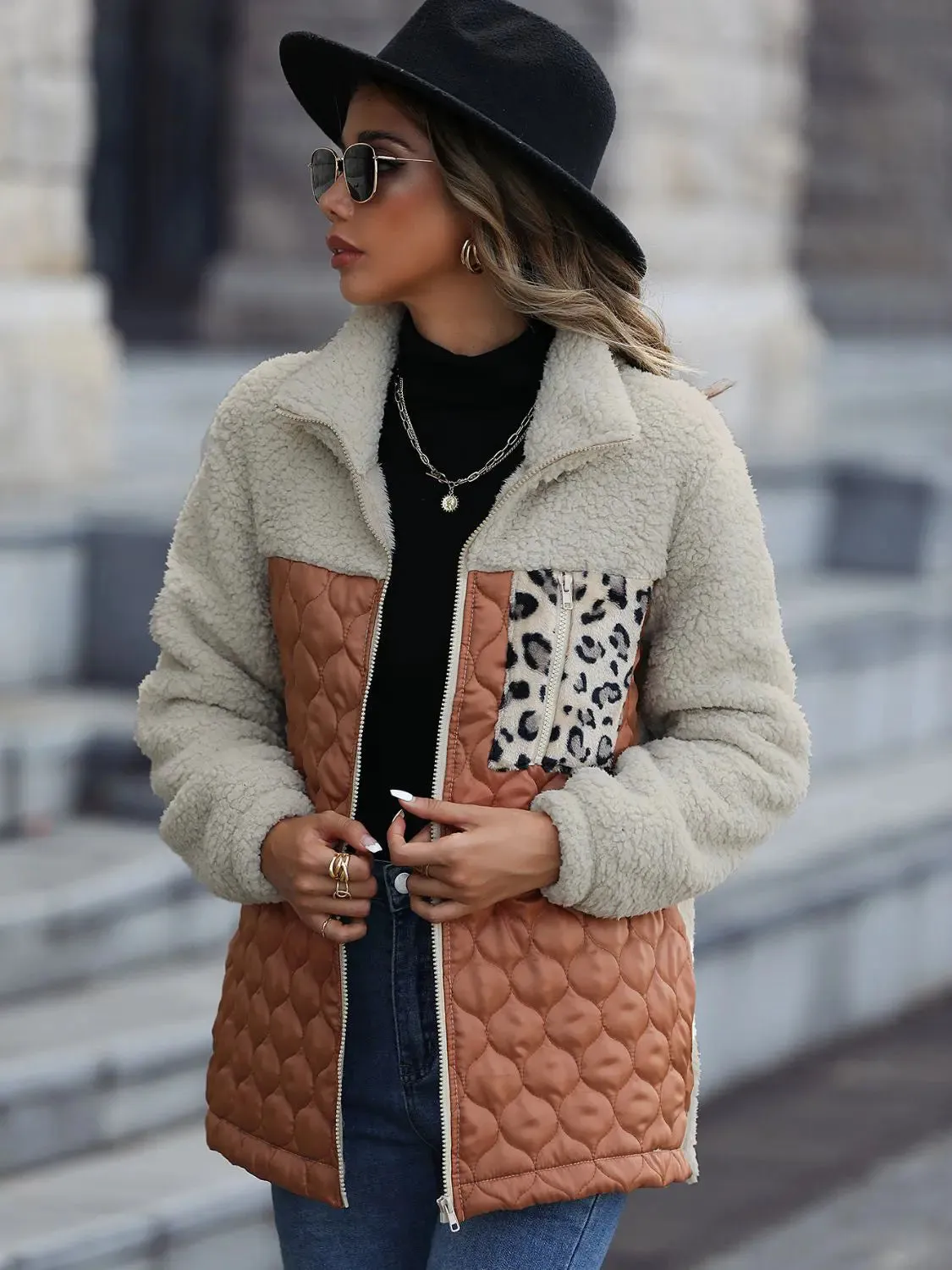 'Zephyra' Collarded Patchwork Jacket