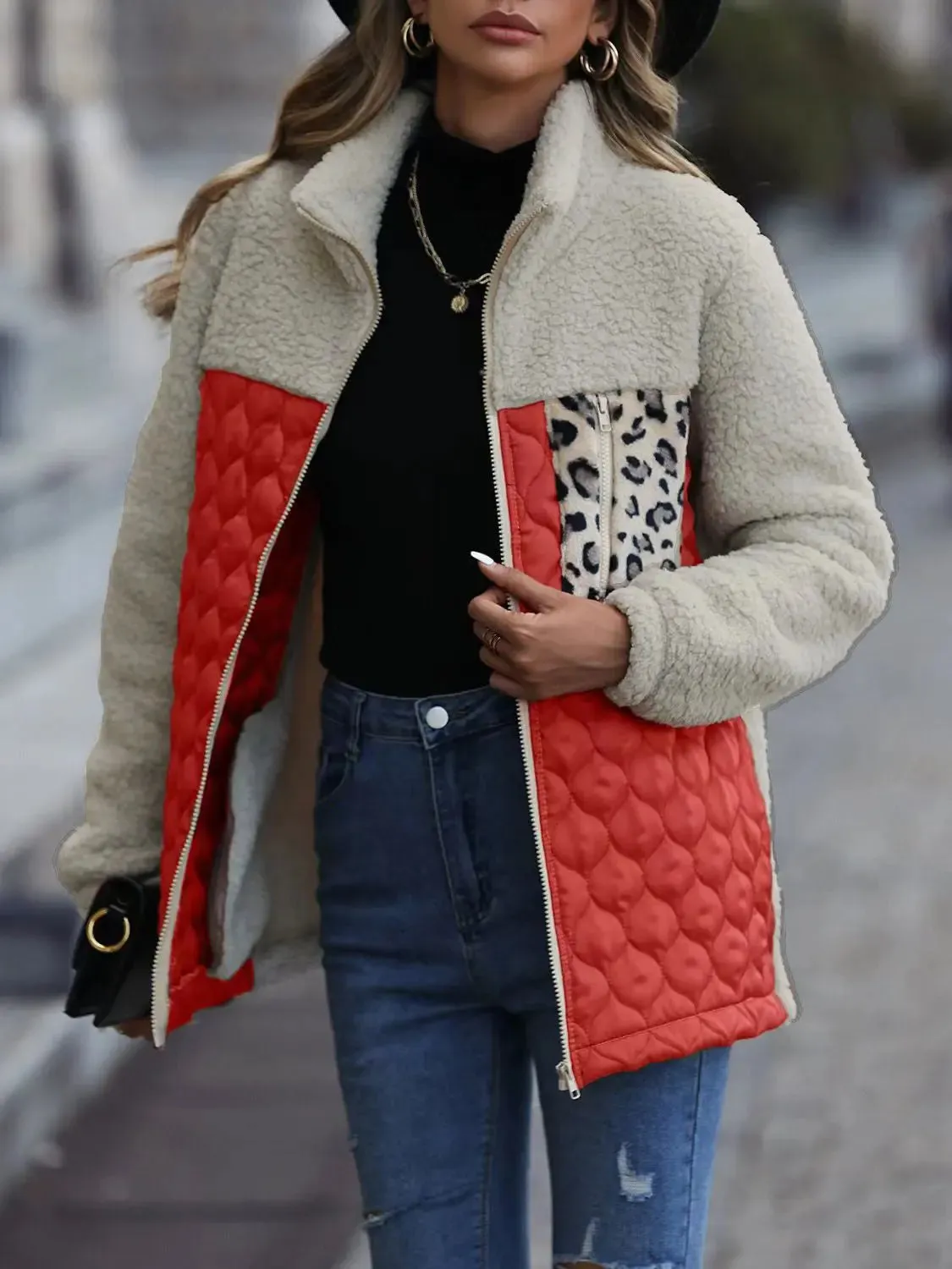 'Zephyra' Collarded Patchwork Jacket