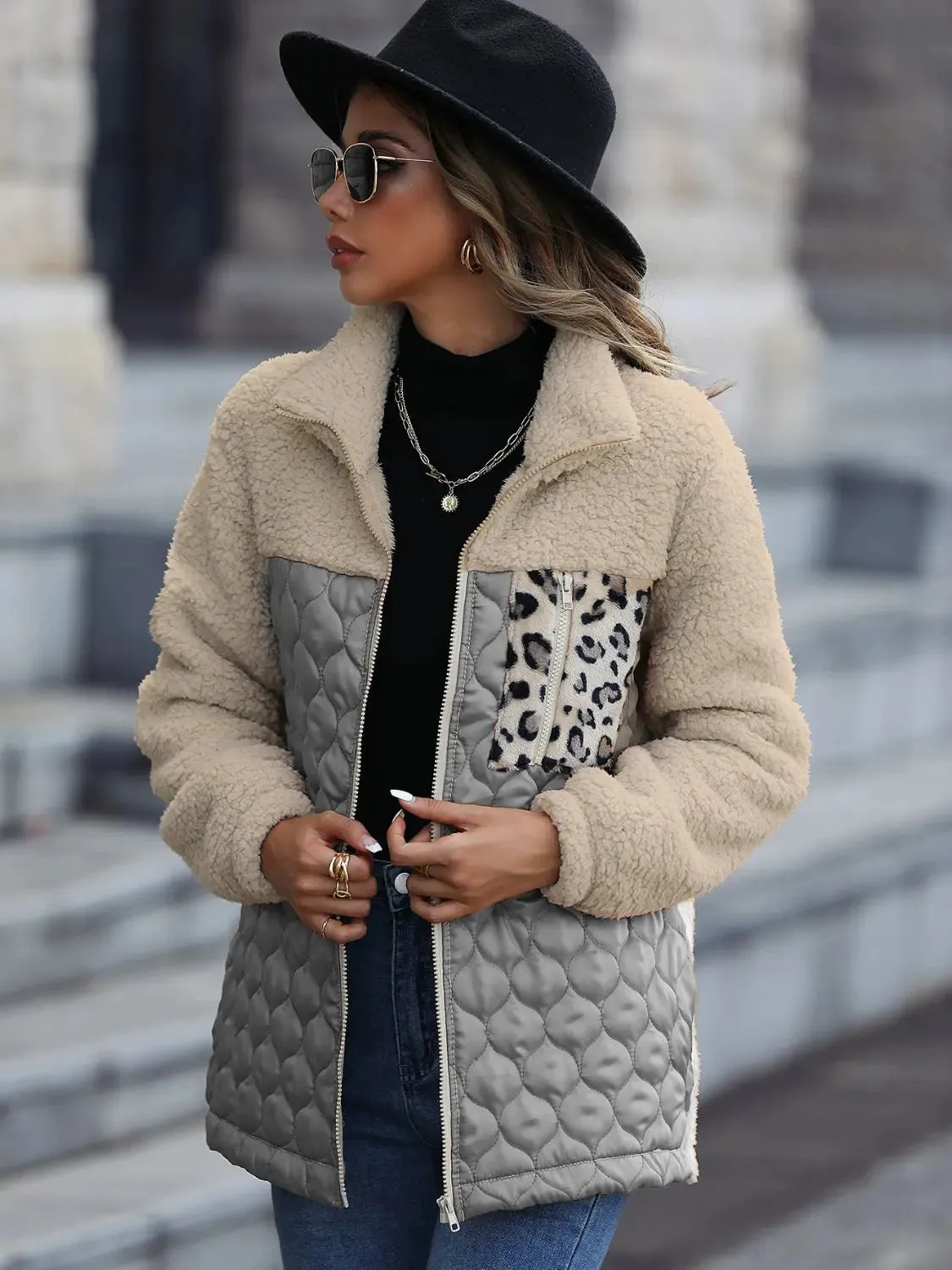 'Zephyra' Collarded Patchwork Jacket