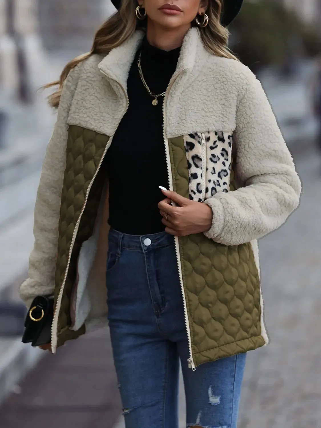 'Zephyra' Collarded Patchwork Jacket