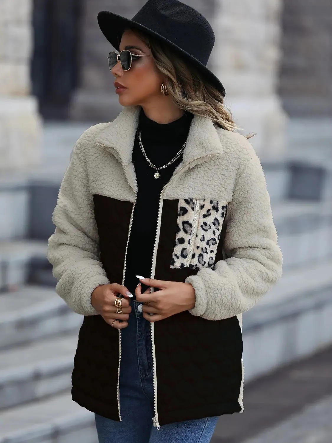 'Zephyra' Collarded Patchwork Jacket