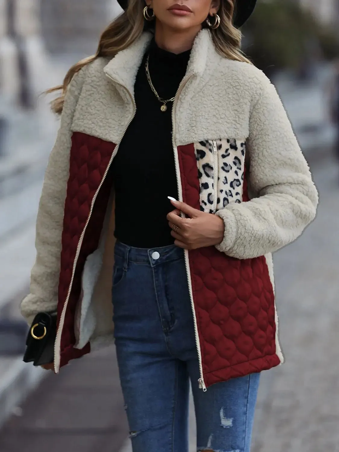 'Zephyra' Collarded Patchwork Jacket
