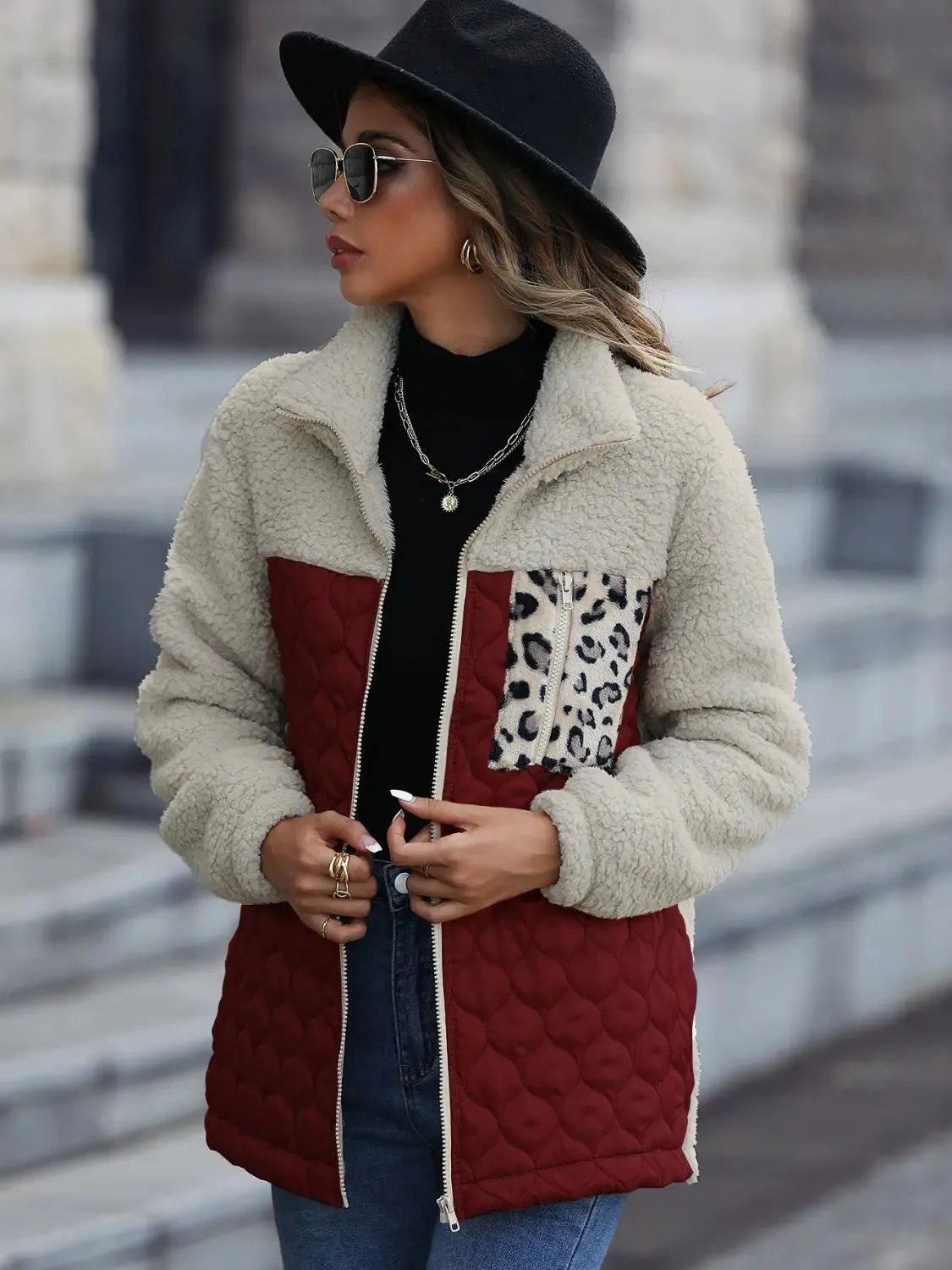 'Zephyra' Collarded Patchwork Jacket
