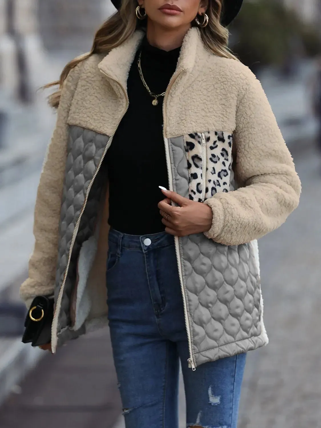 'Zephyra' Collarded Patchwork Jacket